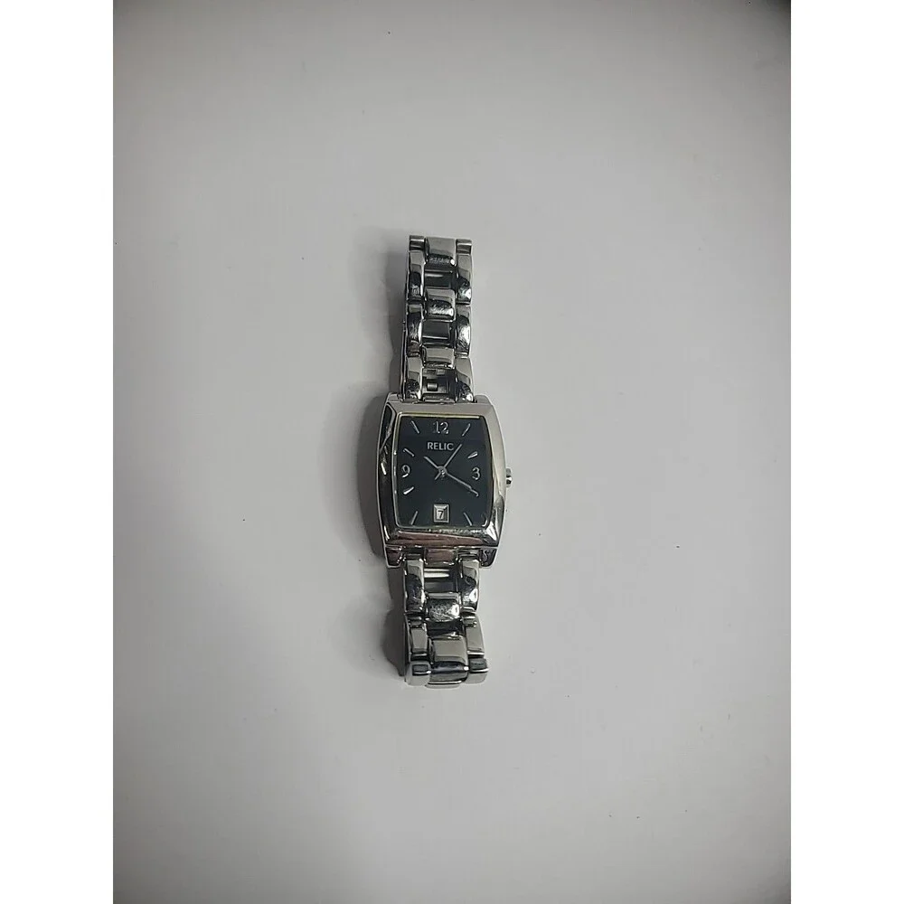 Vintage Relic Womens Wristwatch Watch Black Silver Tone‎ Date Analog